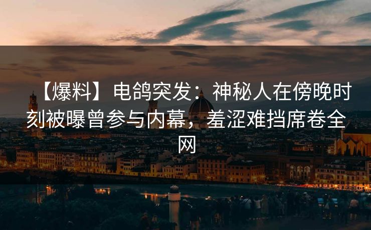 【爆料】电鸽突发：神秘人在傍晚时刻被曝曾参与内幕，羞涩难挡席卷全网