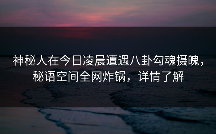 神秘人在今日凌晨遭遇八卦勾魂摄魄，秘语空间全网炸锅，详情了解