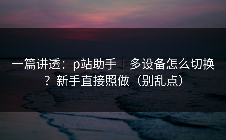 一篇讲透：p站助手｜多设备怎么切换？新手直接照做（别乱点）